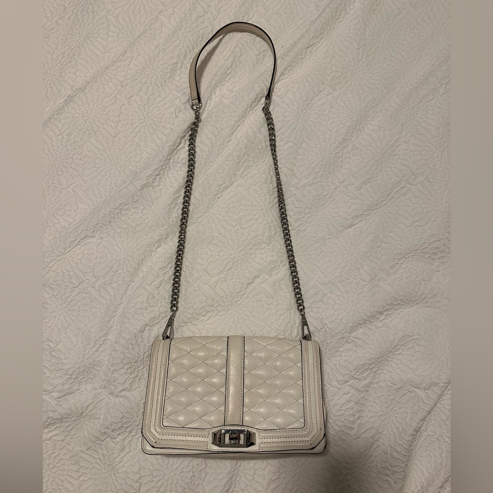 Rebecca minkoff small love crossbody bag. Ivory with silver hardware.